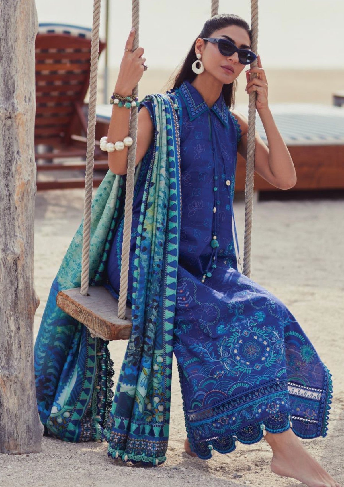 Farah Talib Aziz - Luxury Unstitched - FTA5606 - Beryl Deep Blue