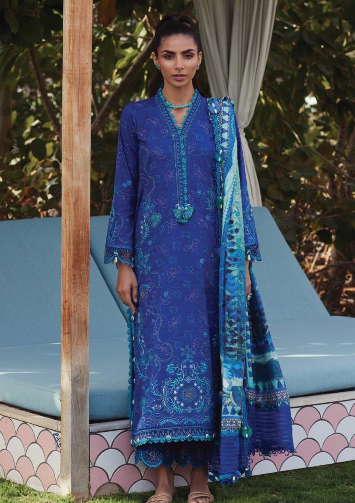 Farah Talib Aziz - Luxury Unstitched - FTA5606 - Beryl Deep Blue