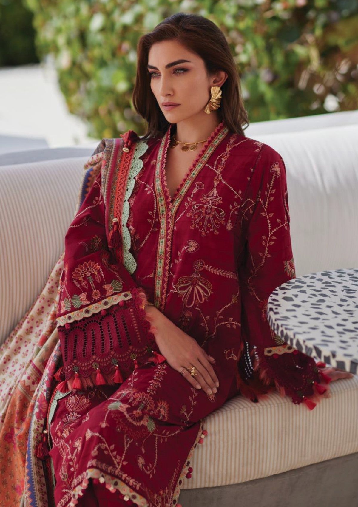 Farah Talib Aziz - Luxury Unstitched - FTA5610 - Rosemary Red