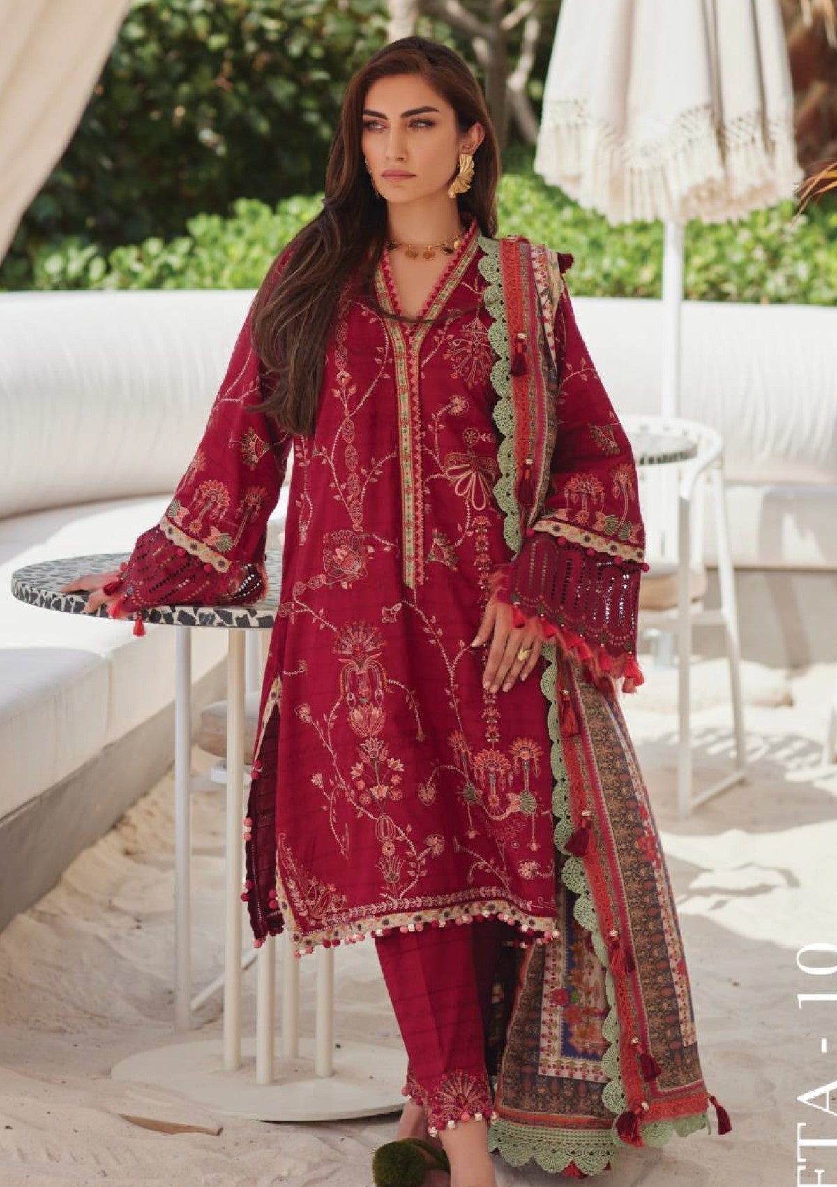 Farah Talib Aziz - Luxury Unstitched - FTA5610 - Rosemary Red