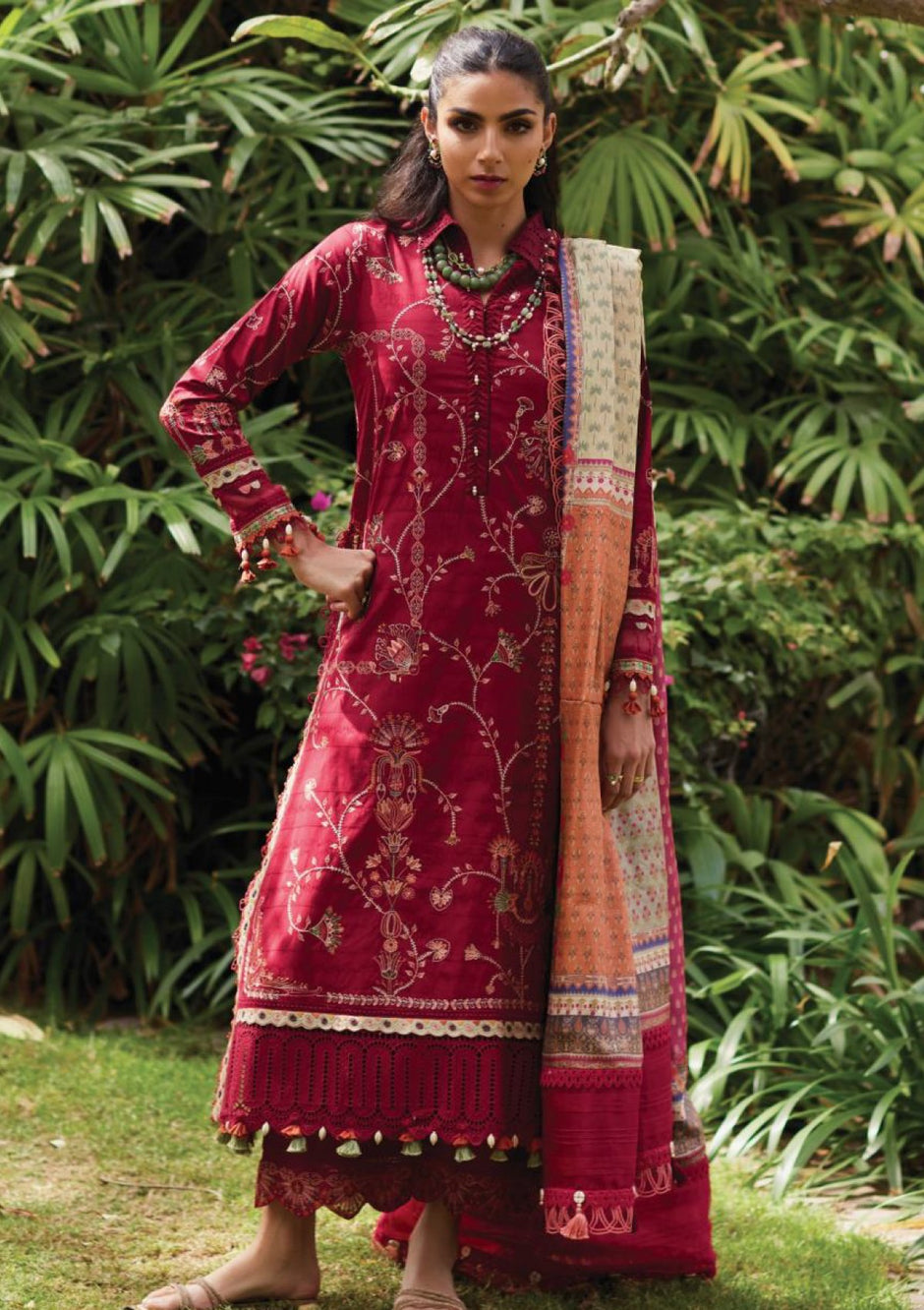 Farah Talib Aziz - Luxury Unstitched - FTA5610 - Rosemary Red