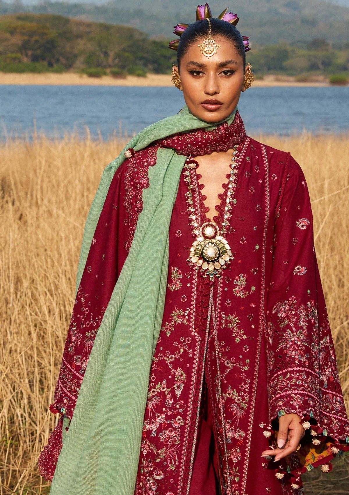 Hussain Rehar - Luxury Lawn 25 - Mahogany
