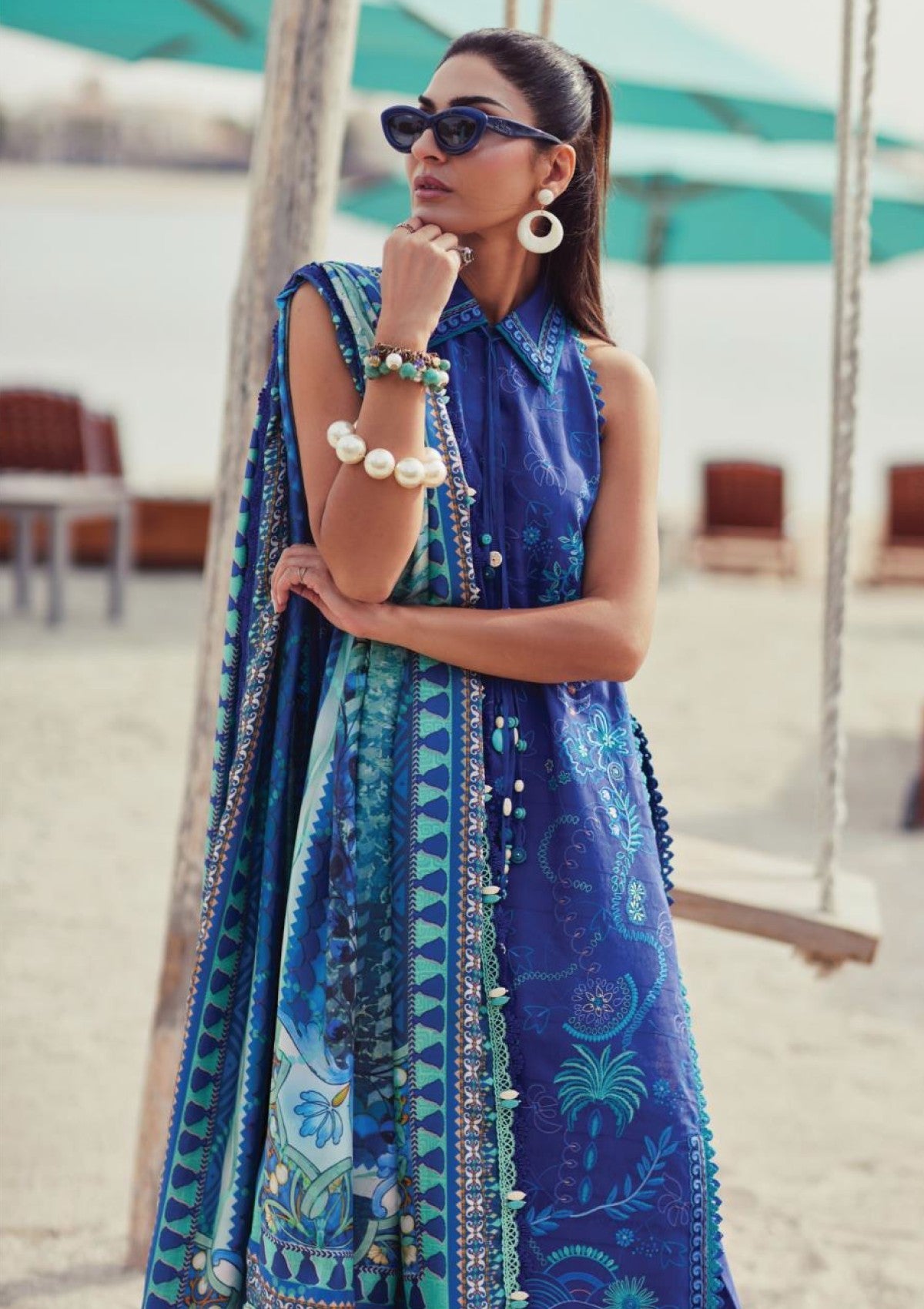 Farah Talib Aziz - Luxury Unstitched - FTA5606 - Beryl Deep Blue